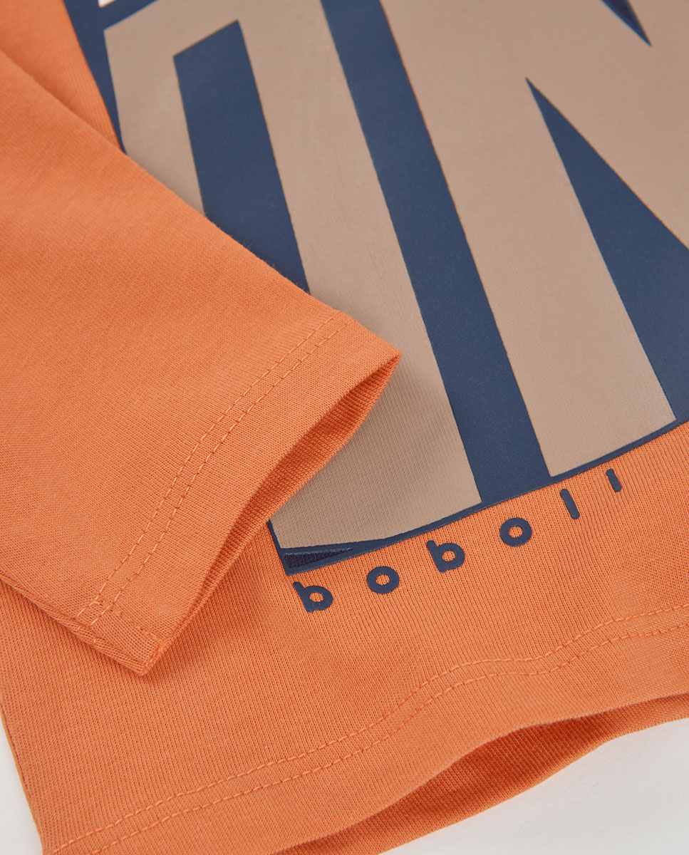 Sweatshirt de Felpa Infantil de Algodão com Manga Comprida Azul / Bege-4