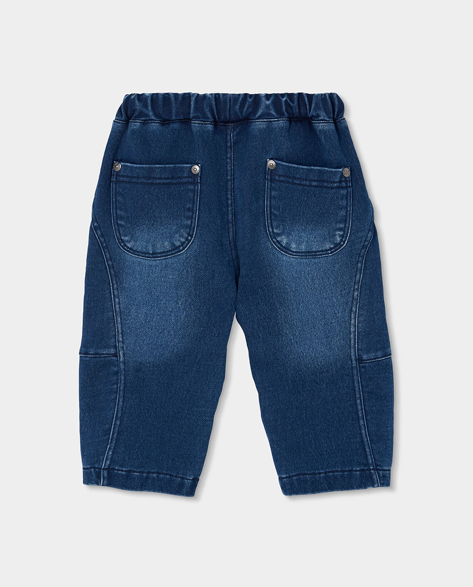 Jogpant Jeans de Cintura Subida Infantil Azul-marinho / Laranja-2