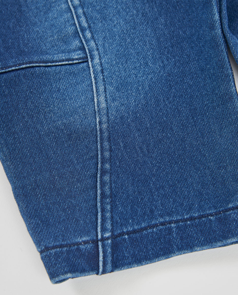 Jogpant Jeans de Cintura Subida Infantil Azul-marinho / Laranja-4