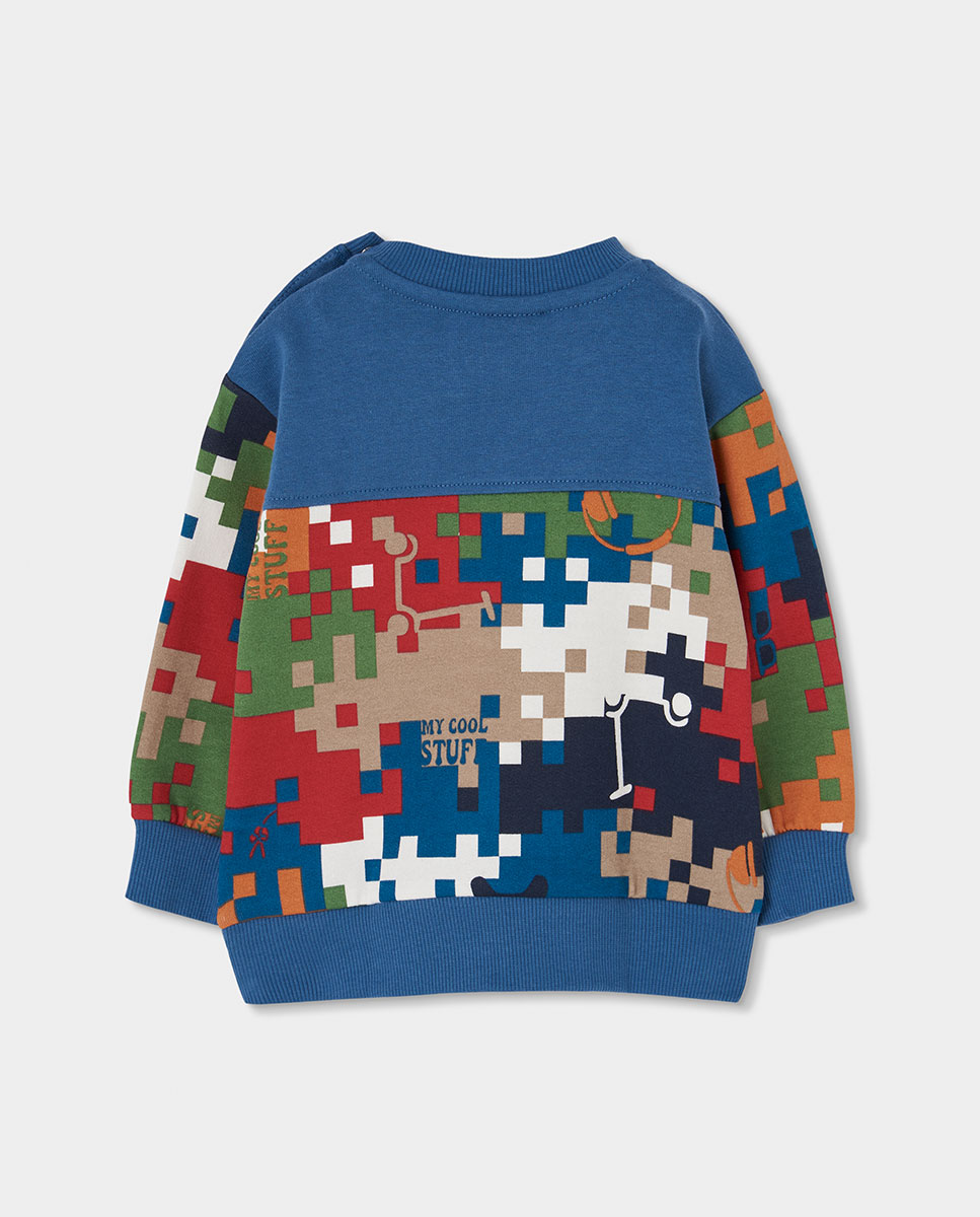 Sweatshirt de Felpa Infantil de Algodão com Manga Comprida Boboli Azul-2