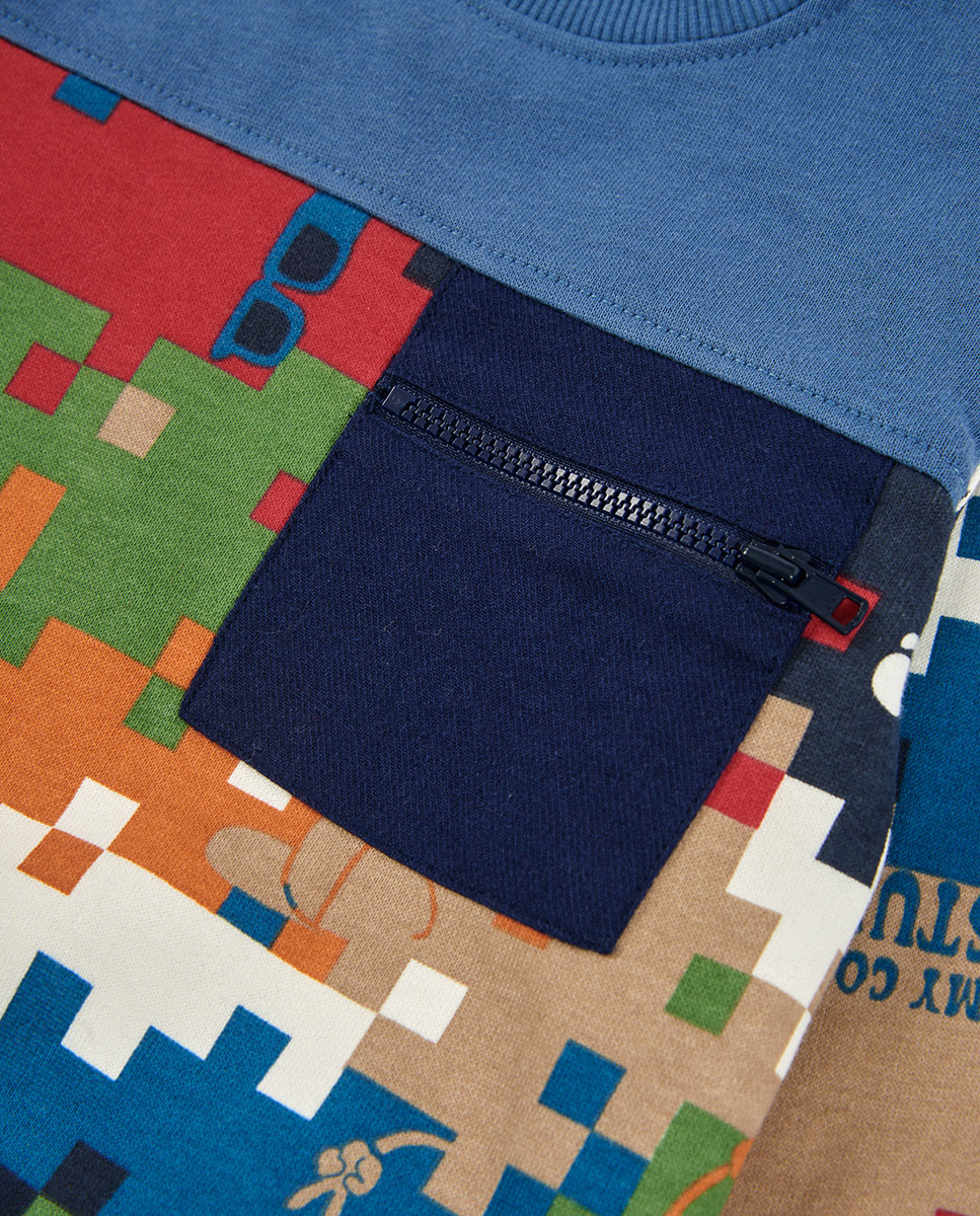 Sweatshirt de Felpa Infantil de Algodão com Manga Comprida Boboli Azul-3