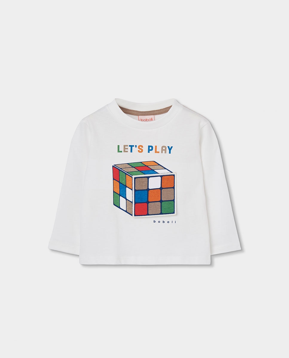 Imagem 0 de T-shirt Infantil de Algodão de Manga Comprida com Gola Redonda