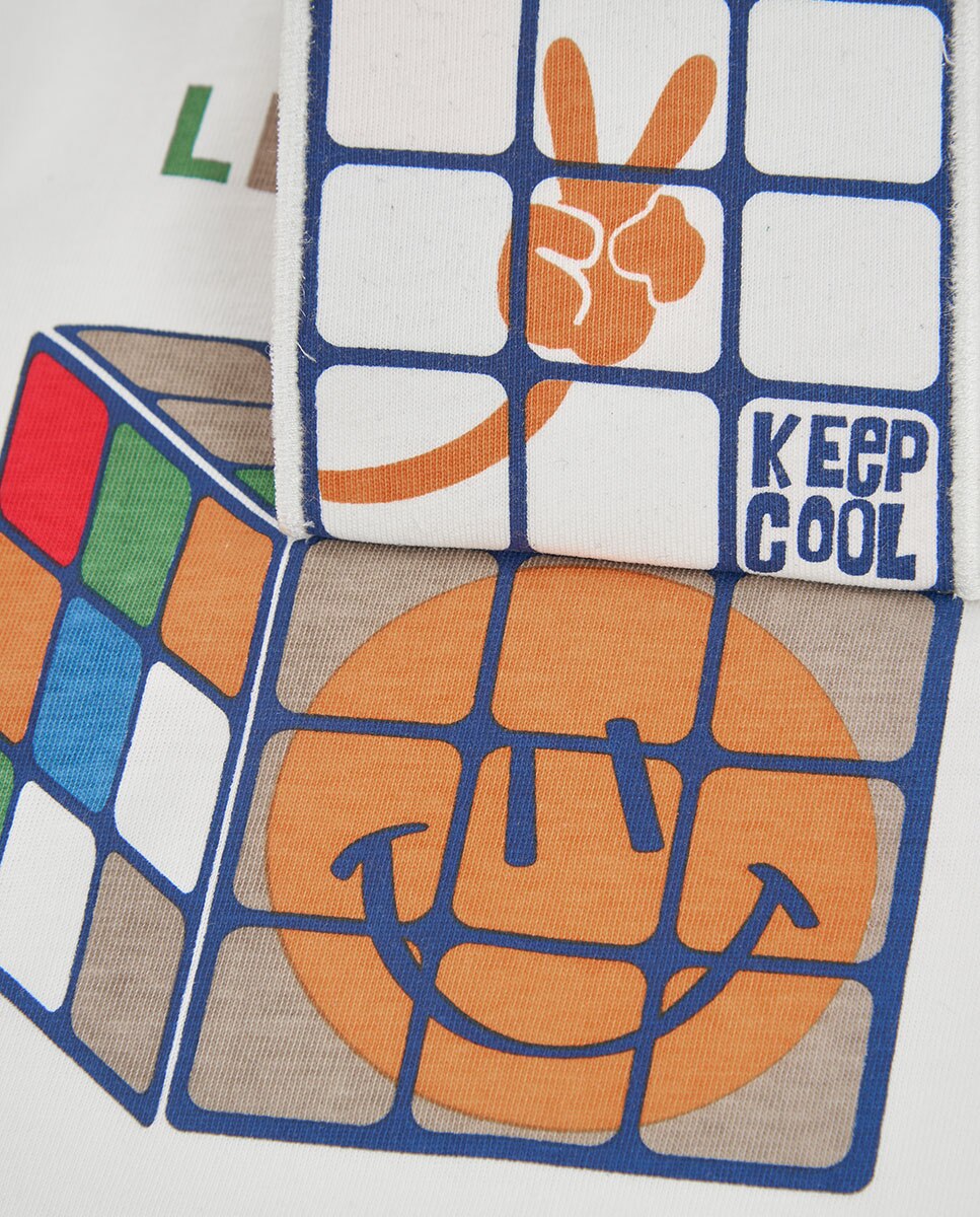 T-shirt Infantil de Algodão de Manga Comprida com Gola Redonda Multicolor-3