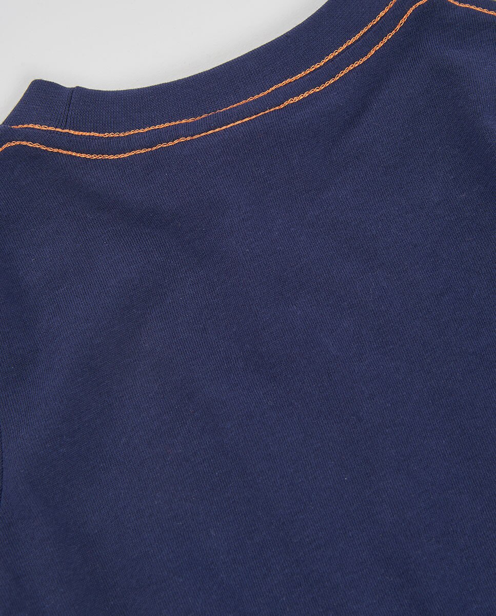 T-shirt Infantil de Algodão de Manga Comprida com Gola Redonda Multicolor-4