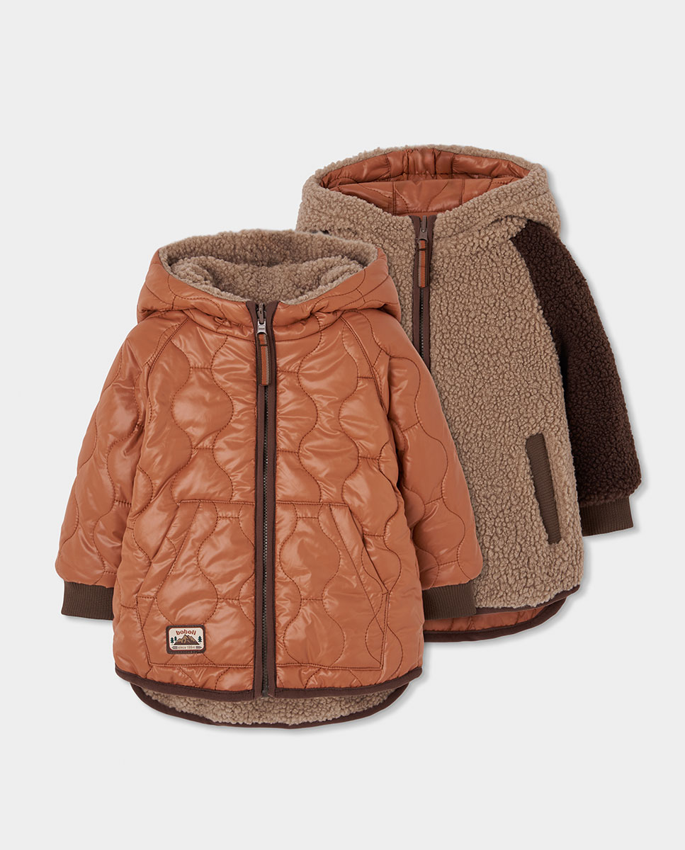 Imagem 0 de Parka Reversível Infantil com Capuz e Fecho Zip