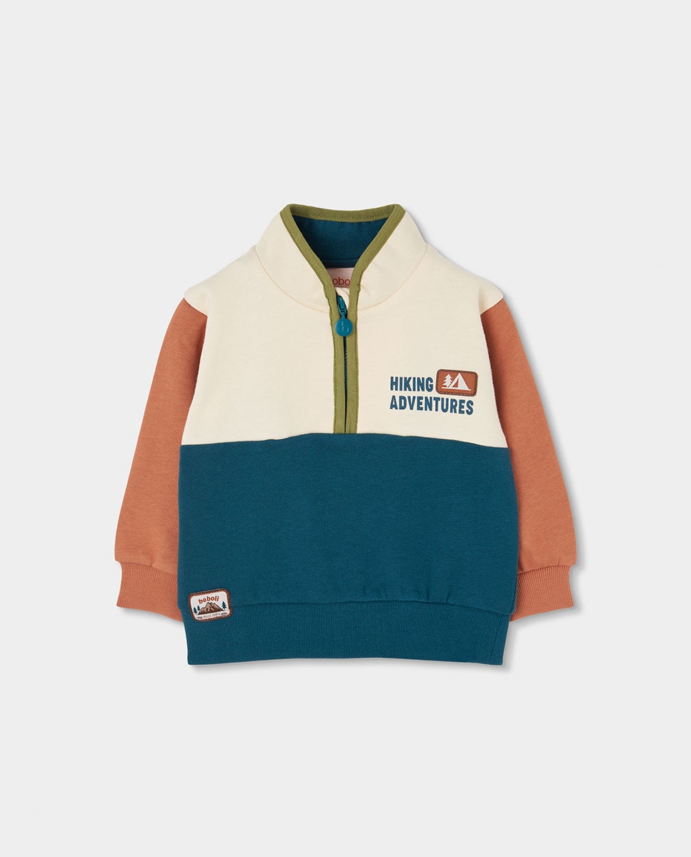 Imagem 0 de Sweatshirt de Felpa de Algodão Infantil de Manga Comprida com Gola Semicisne