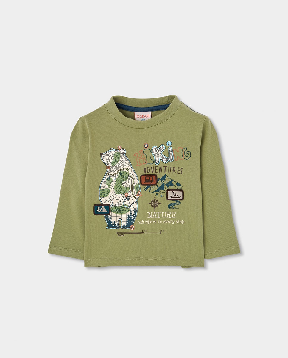 Imagem 0 de T-shirt Infantil de Algodão de Manga Comprida com Gola Redonda