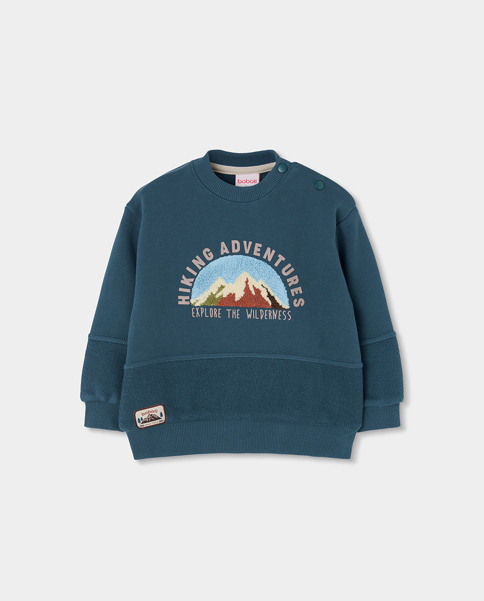 Imagem 0 de Sweatshirt de Felpa Infantil de Algodão de Manga Comprida com Gola Redonda