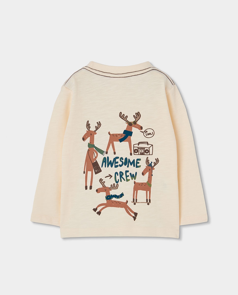 Sweatshirt de Felpa de Algodão Infantil de Manga Comprida com Gola Semicisne Multicolor-2
