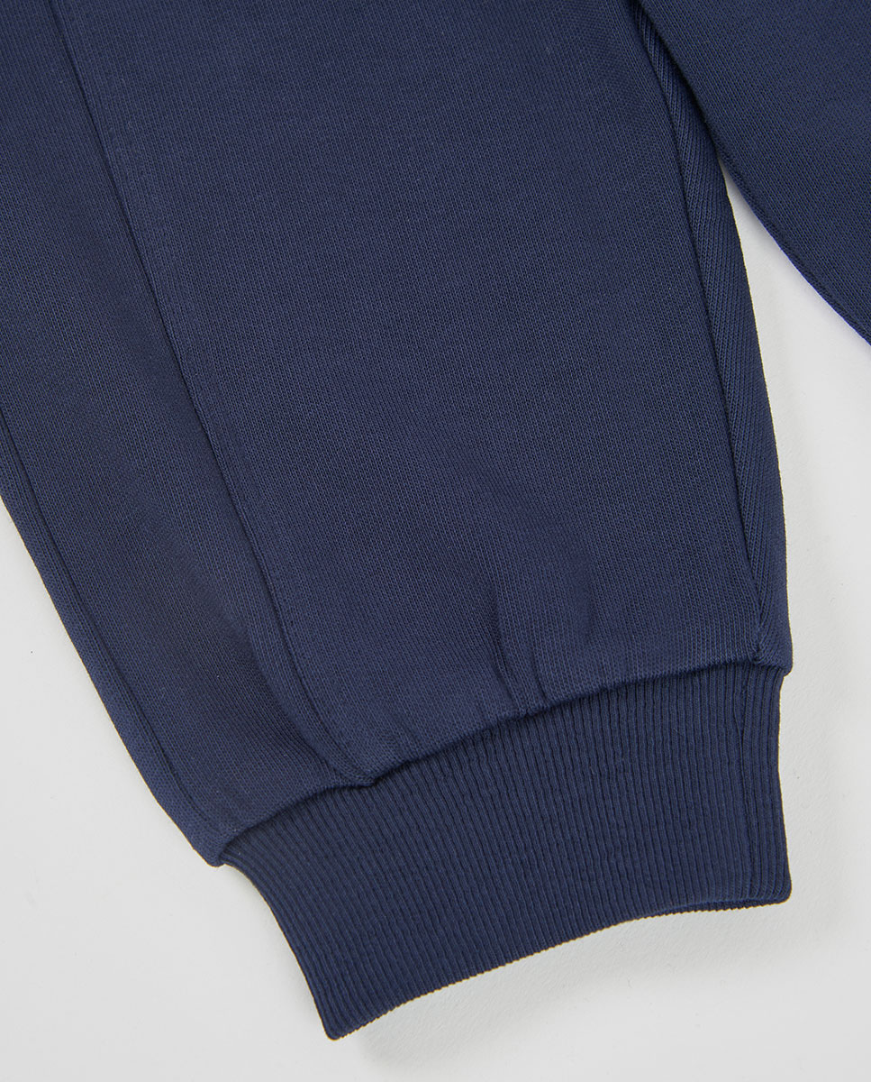 Calças de Felpa Infantil de Algodão com Cintura Subida Boboli Azul-claro-4