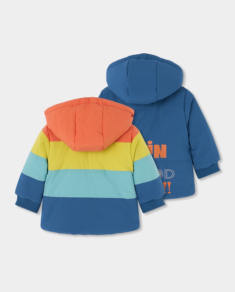 Parka Reversível Infantil com Capuz Desmontável e Fecho Zip Boboli Azul-marinho / Laranja-2