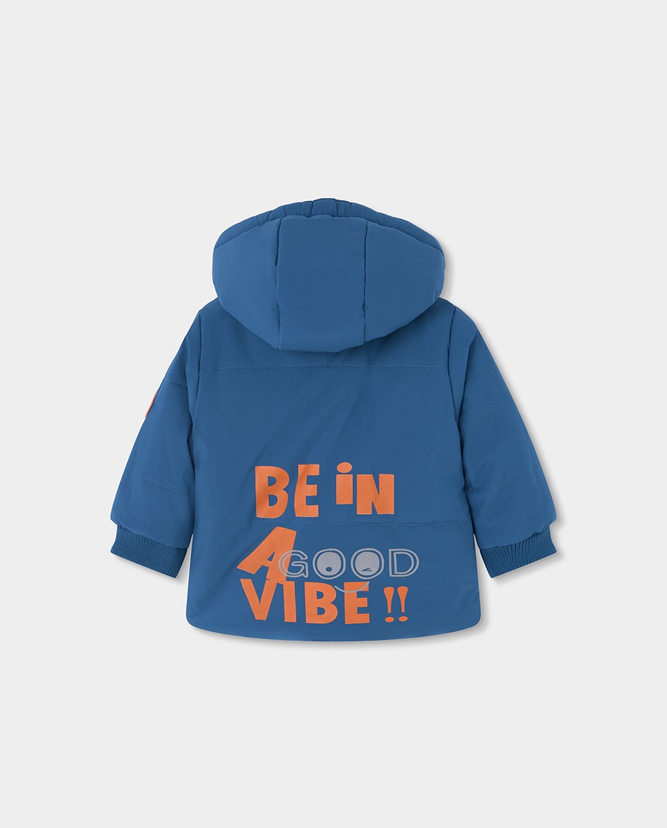 Parka Reversível Infantil com Capuz Desmontável e Fecho Zip Boboli Azul-marinho / Laranja-6