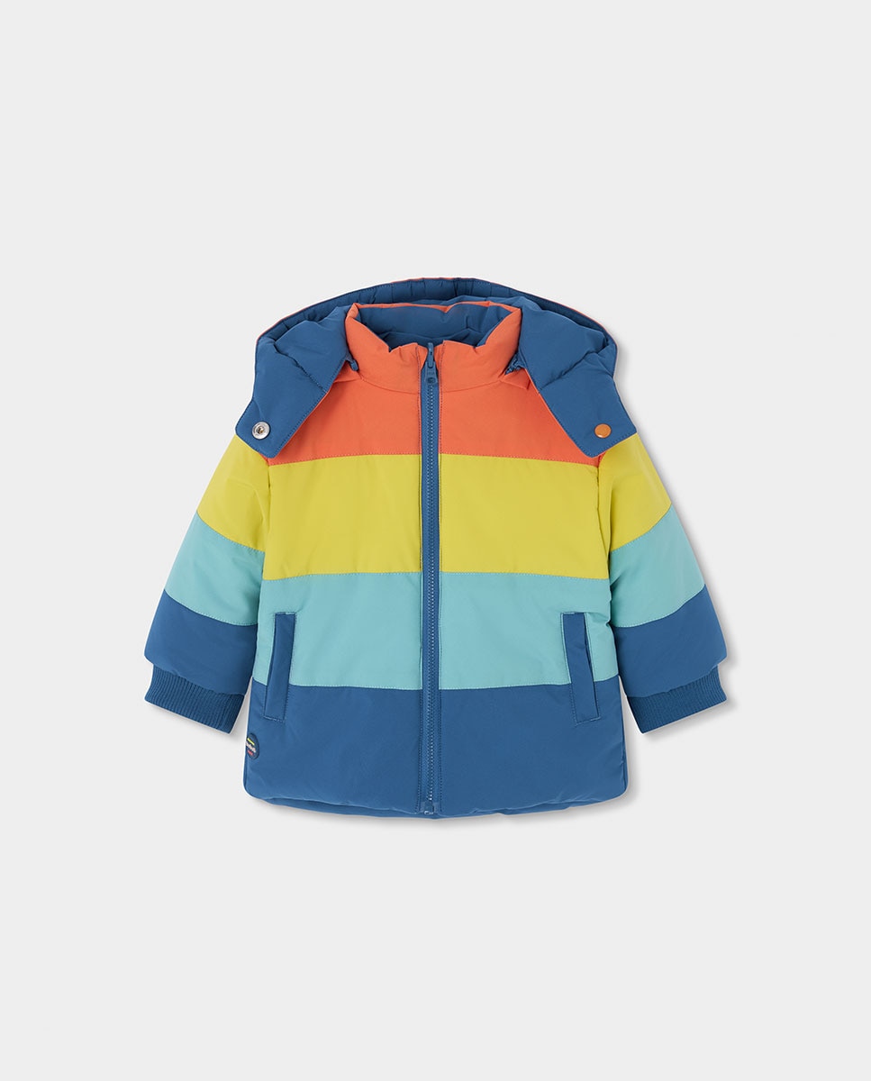 Parka Reversível Infantil com Capuz Desmontável e Fecho Zip Azul-marinho / Laranja-3