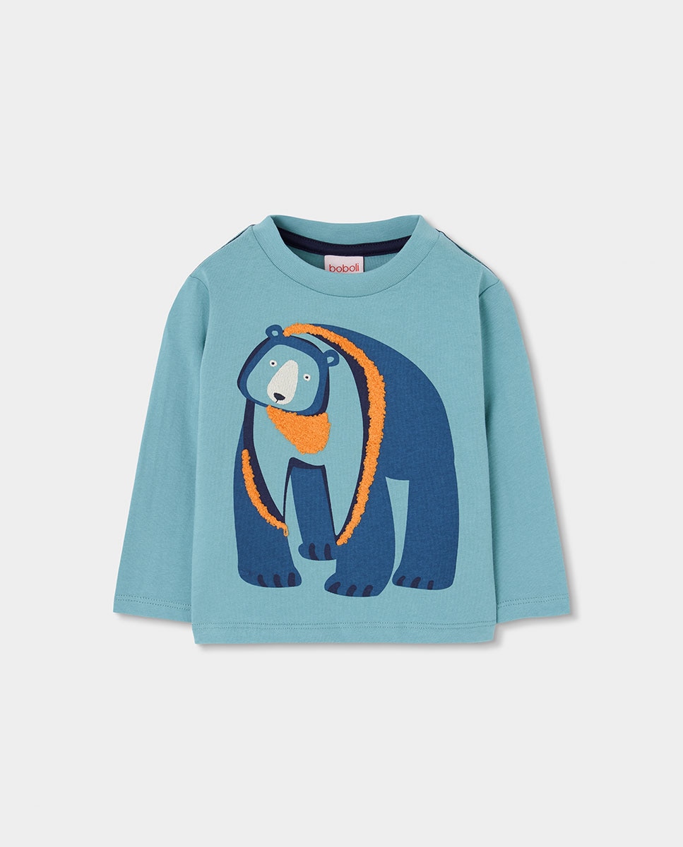 Imagem 0 de T-shirt de Algodão Infantil de Manga Comprida com Gola Redonda