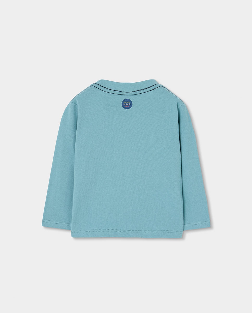 Casaco de Felpa Infantil com Fecho Zip e Gola Semicisne Azul-marinho / Laranja-2