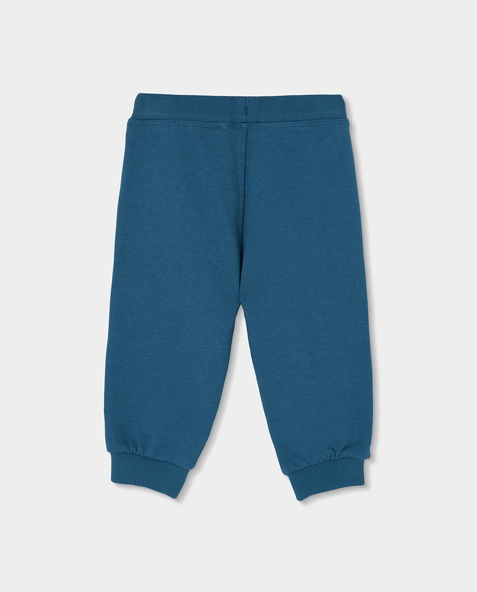 Fato de Treino de Felpa de Algodão Infantil de Manga Comprida com Bolso Azul-marinho-6