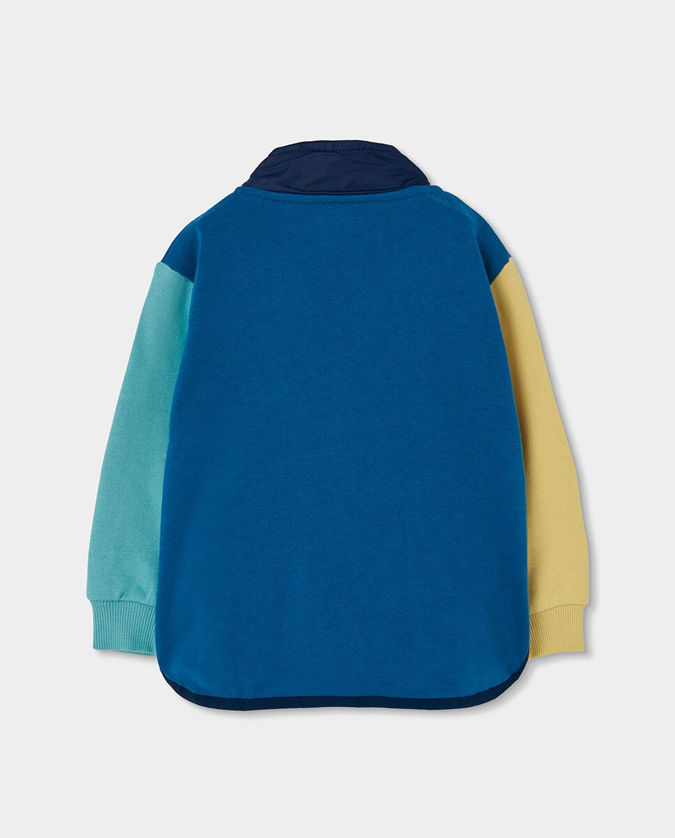 Casaco de Felpa Infantil com Fecho Zip e Gola Semicisne Multicolor-2