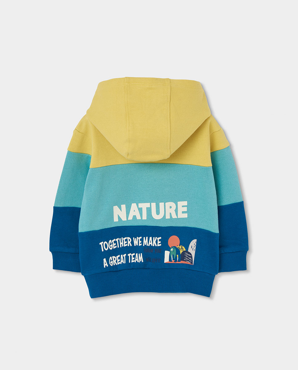 Sweatshirt de Felpa de Algodão Infantil com Capuz e Manga Comprida Amarelo-2