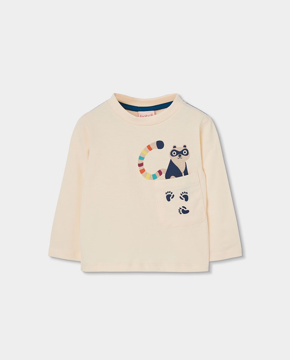 Imagem 0 de T-shirt de Algodão Infantil de Manga Comprida com Gola Redonda