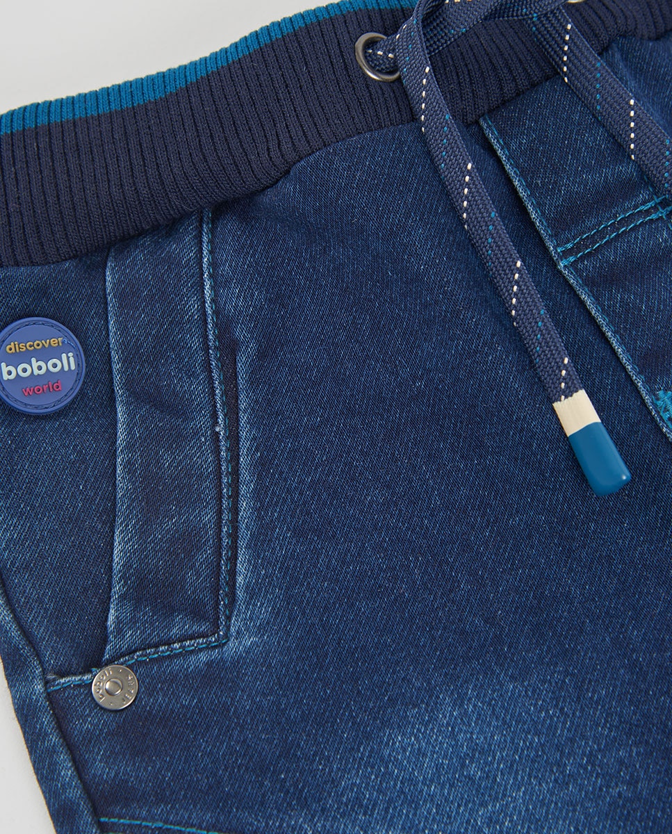 Jogpant Jeans com Cintura Subida Infantil Azul-marinho-3