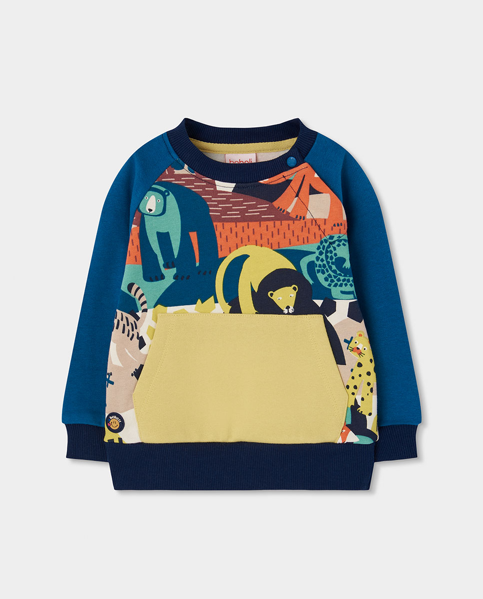 Imagem 0 de Sweatshirt de Felpa de Algodão Infantil de Manga Comprida com Gola Redonda