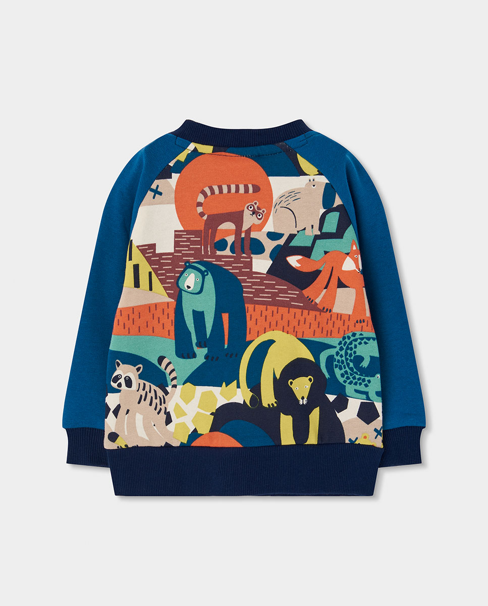 Sweatshirt de Felpa de Algodão Infantil de Manga Comprida com Gola Redonda Amarelo-2