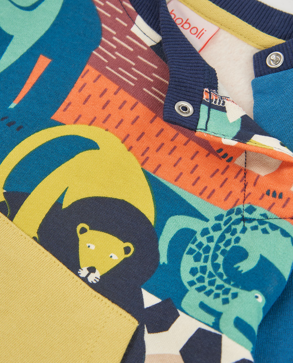 Sweatshirt de Felpa de Algodão Infantil de Manga Comprida com Gola Redonda Amarelo-3
