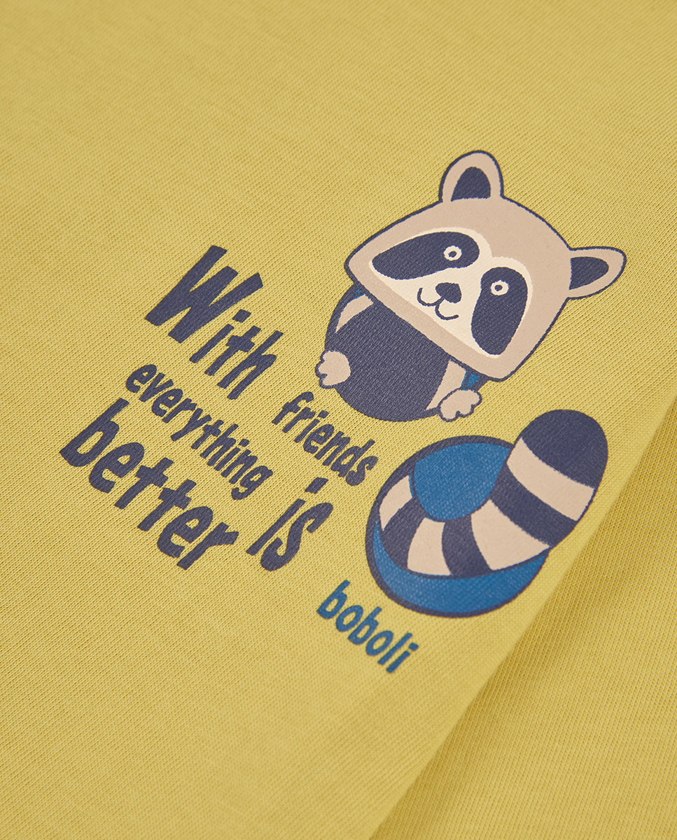 T-shirt de Algodão Infantil de Manga Comprida com Gola Redonda Azul-marinho-3