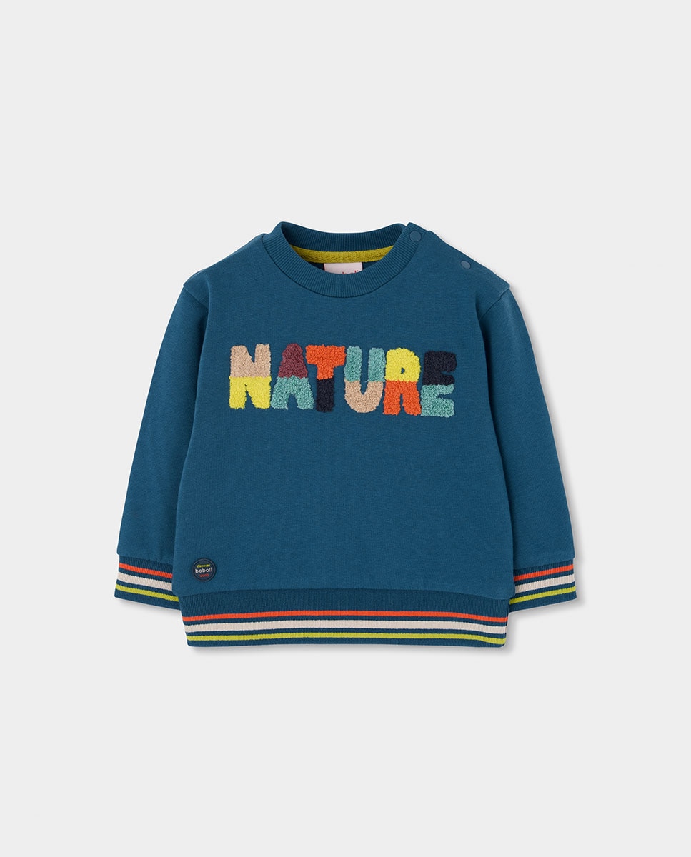 Imagem 0 de Sweatshirt de Felpa de Algodão Infantil de Manga Comprida com Gola Redonda