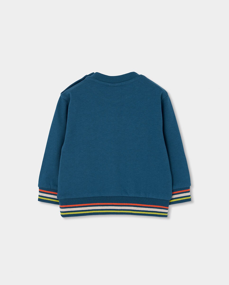 Sweatshirt de Felpa de Algodão Infantil de Manga Comprida com Gola Redonda Multicolor-2
