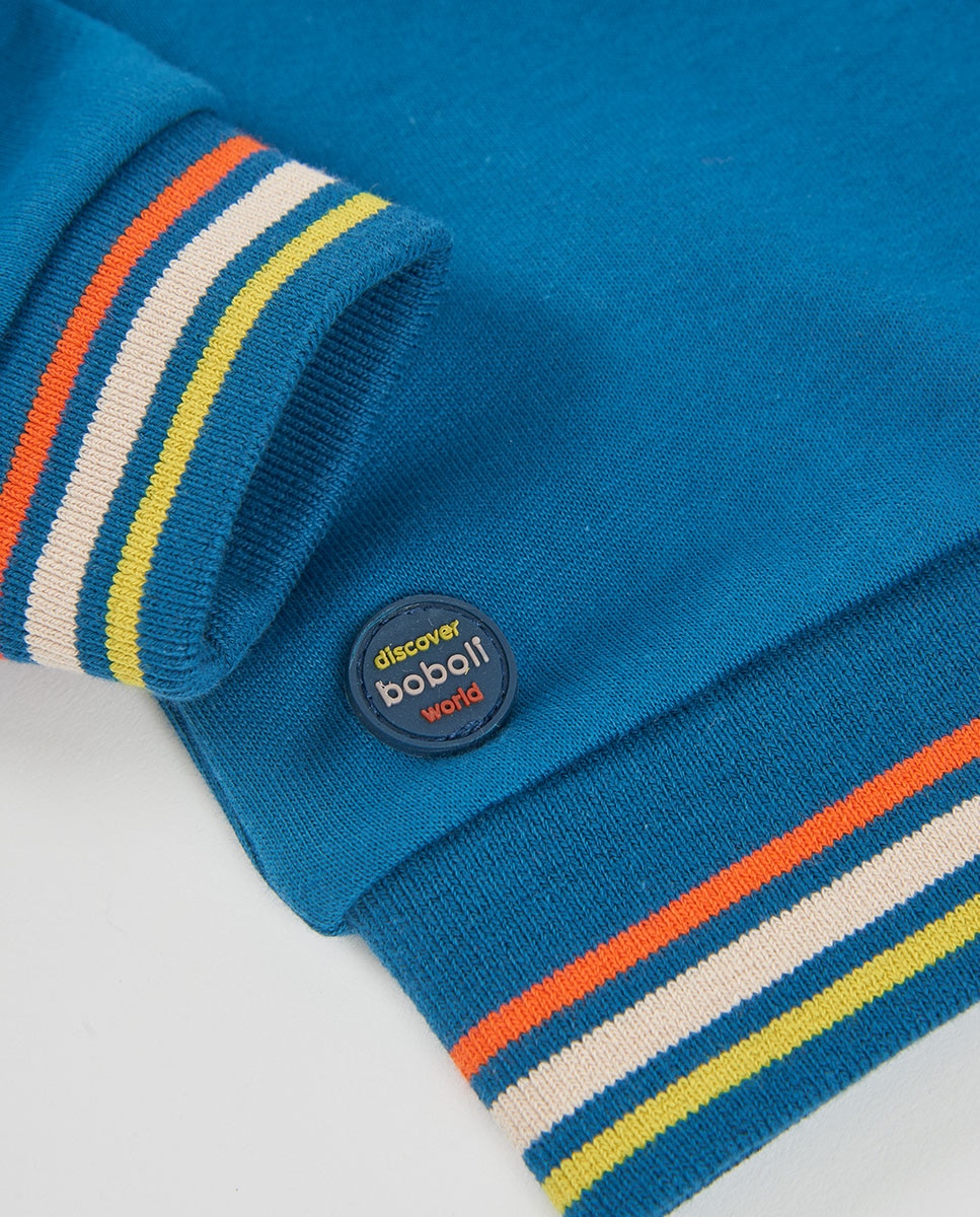 Sweatshirt de Felpa de Algodão Infantil de Manga Comprida com Gola Redonda Multicolor-4