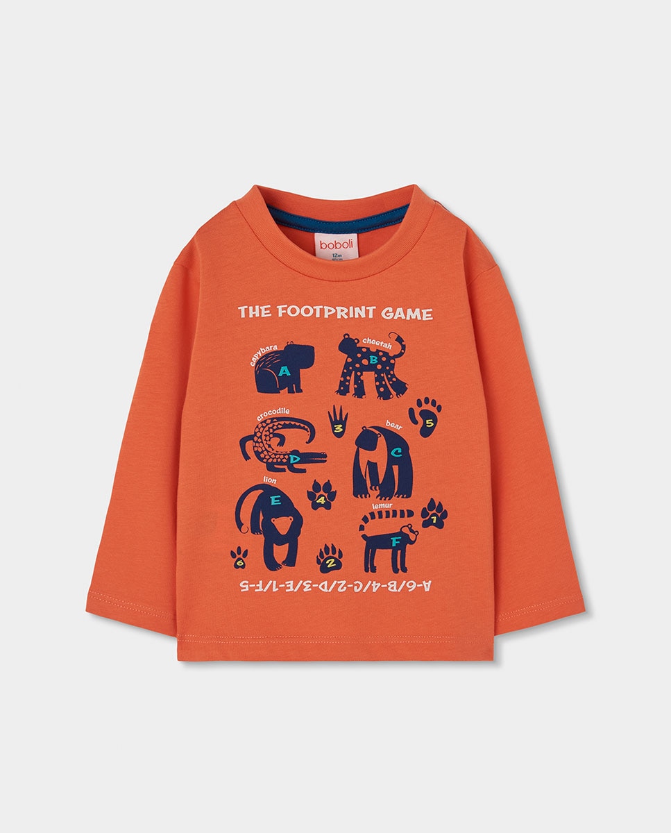 Imagem 0 de T-shirt de Algodão Infantil de Manga Comprida com Estampado Geométrico
