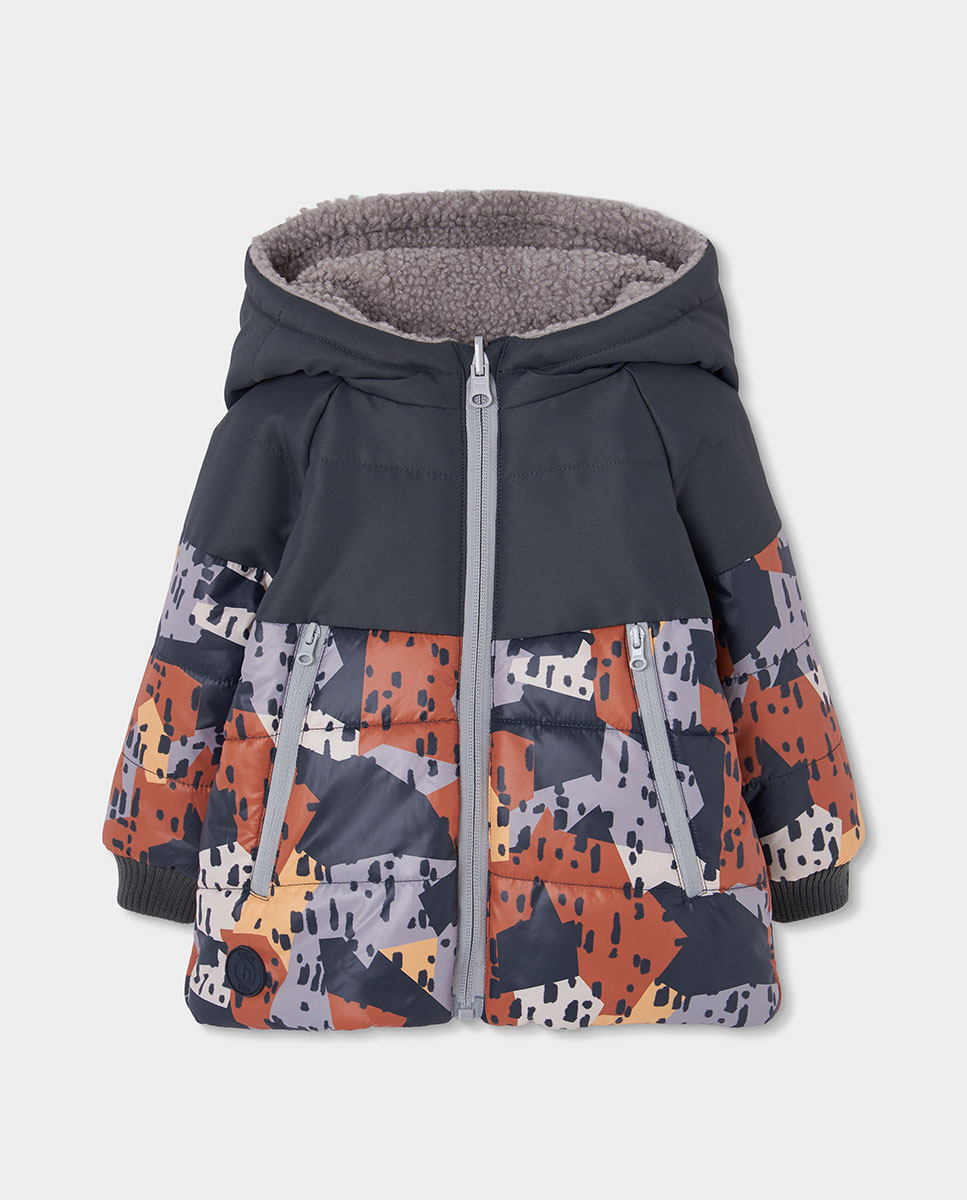 Parka Reversível Infantil com Capuz e Manga Comprida Laranja-3