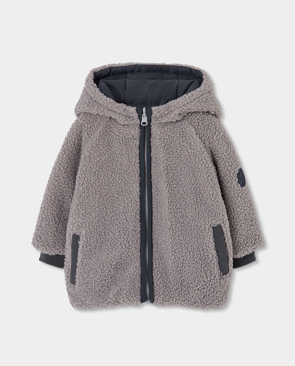 Parka Reversível Infantil com Capuz e Manga Comprida Laranja-4