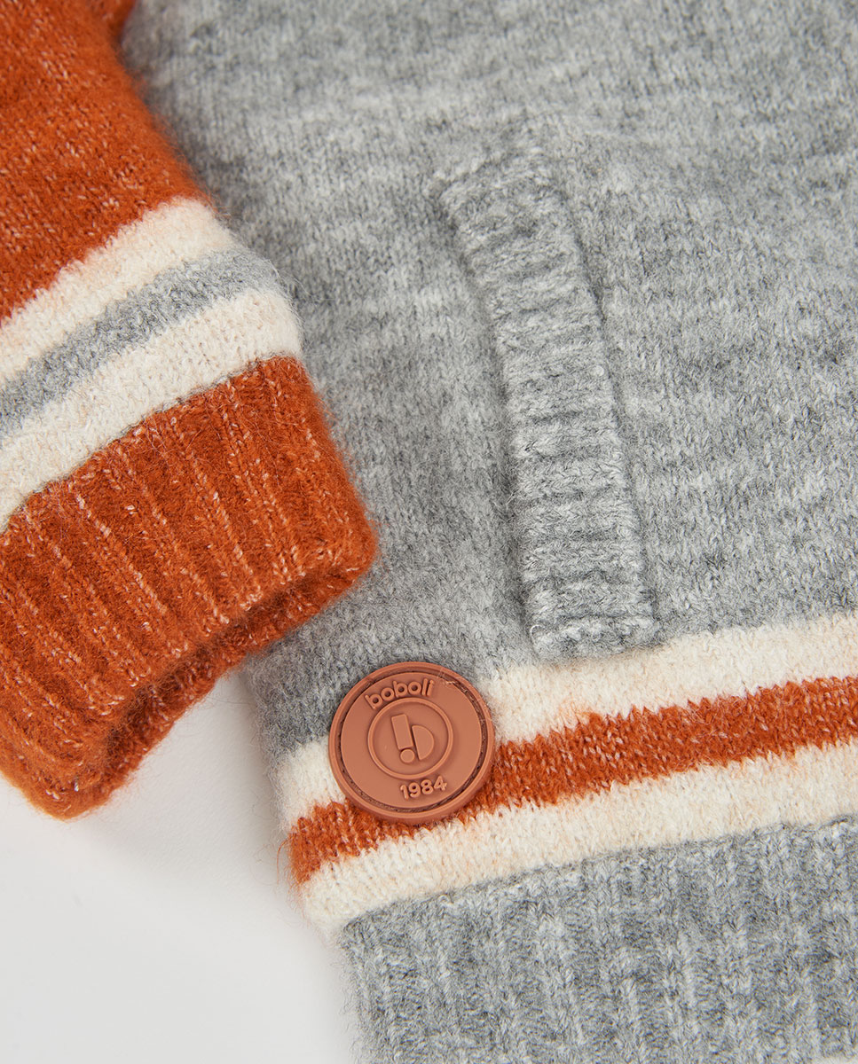 Casaco de Malha Infantil com Capuz e Fecho Zip Castanho / Branco gasto-4