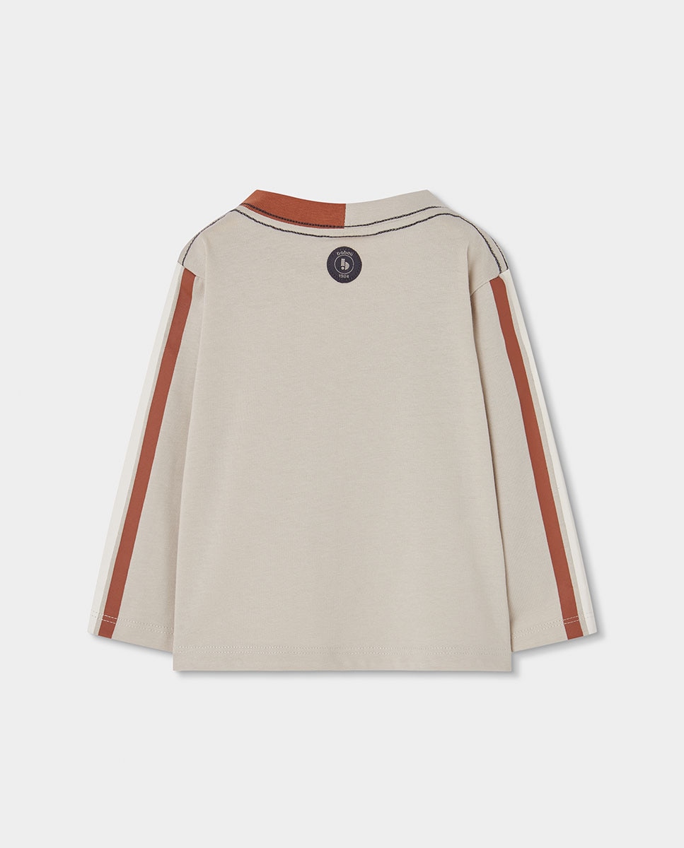 Sweatshirt de Felpa Infantil de Algodão com Capuz Castanho / Branco gasto-2