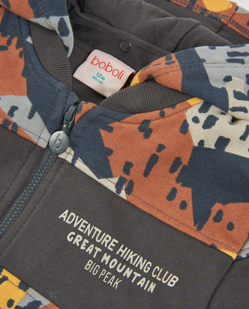 Casaco de Felpa Infantil de Algodão com Fecho Zip Multicolor-3