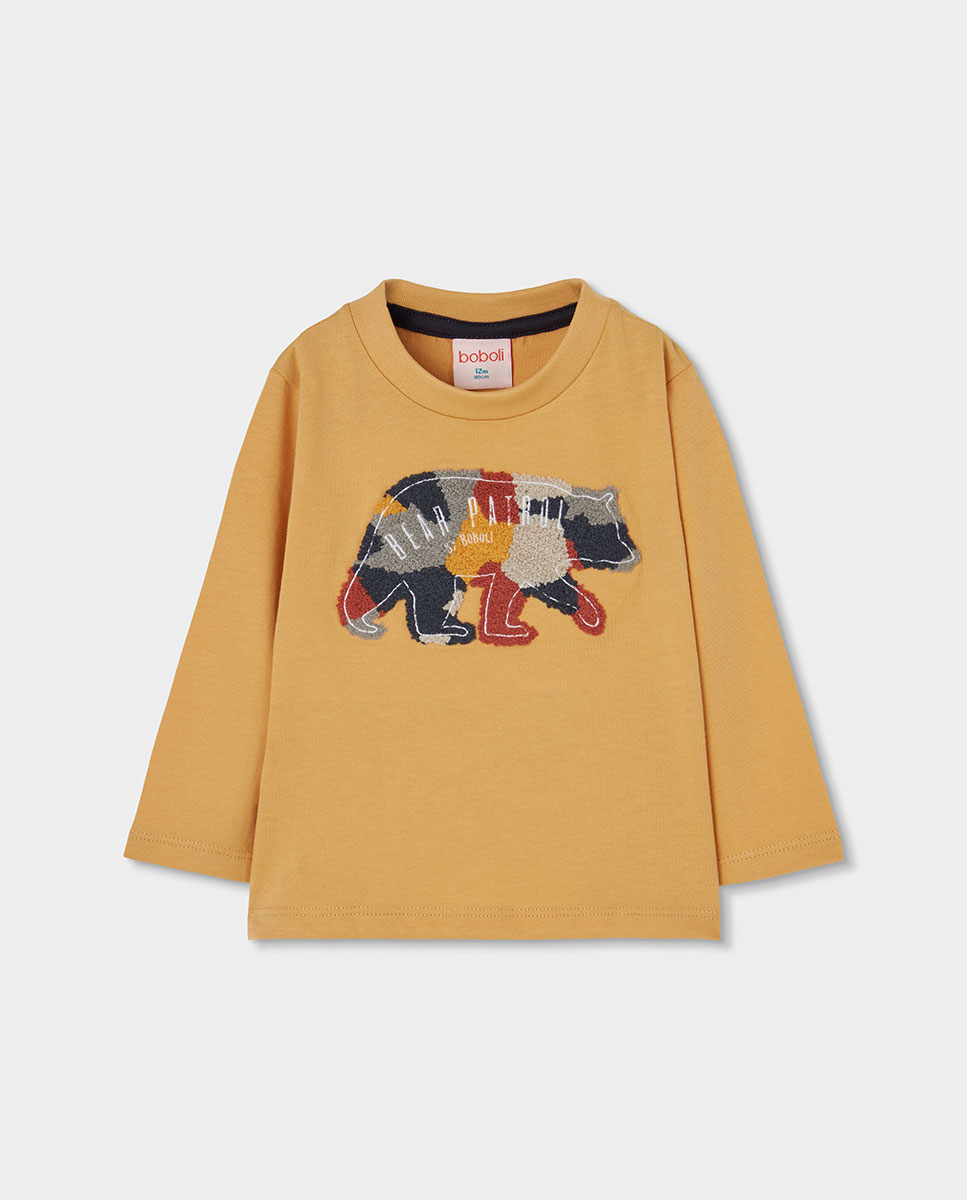 Imagem 0 de T-shirt de Algodão Infantil de Manga Comprida com Gola Redonda