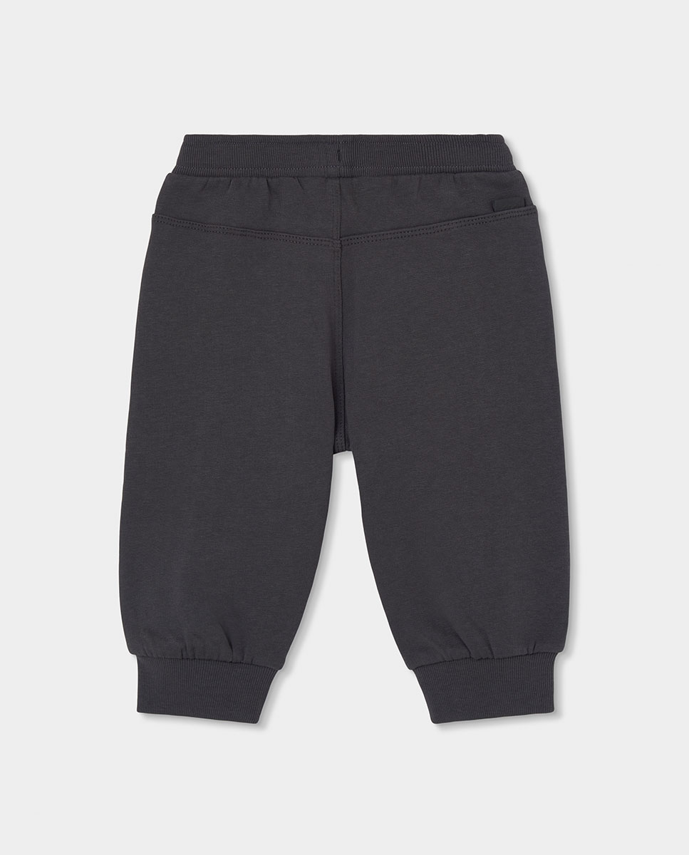 Calças de Felpa Infantil de Algodão com Cintura Subida Boboli Preto / Branco-2