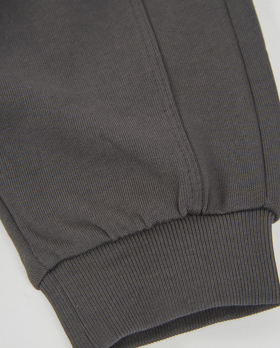 Calças de Felpa Infantil de Algodão com Cintura Subida Boboli Preto / Branco-4