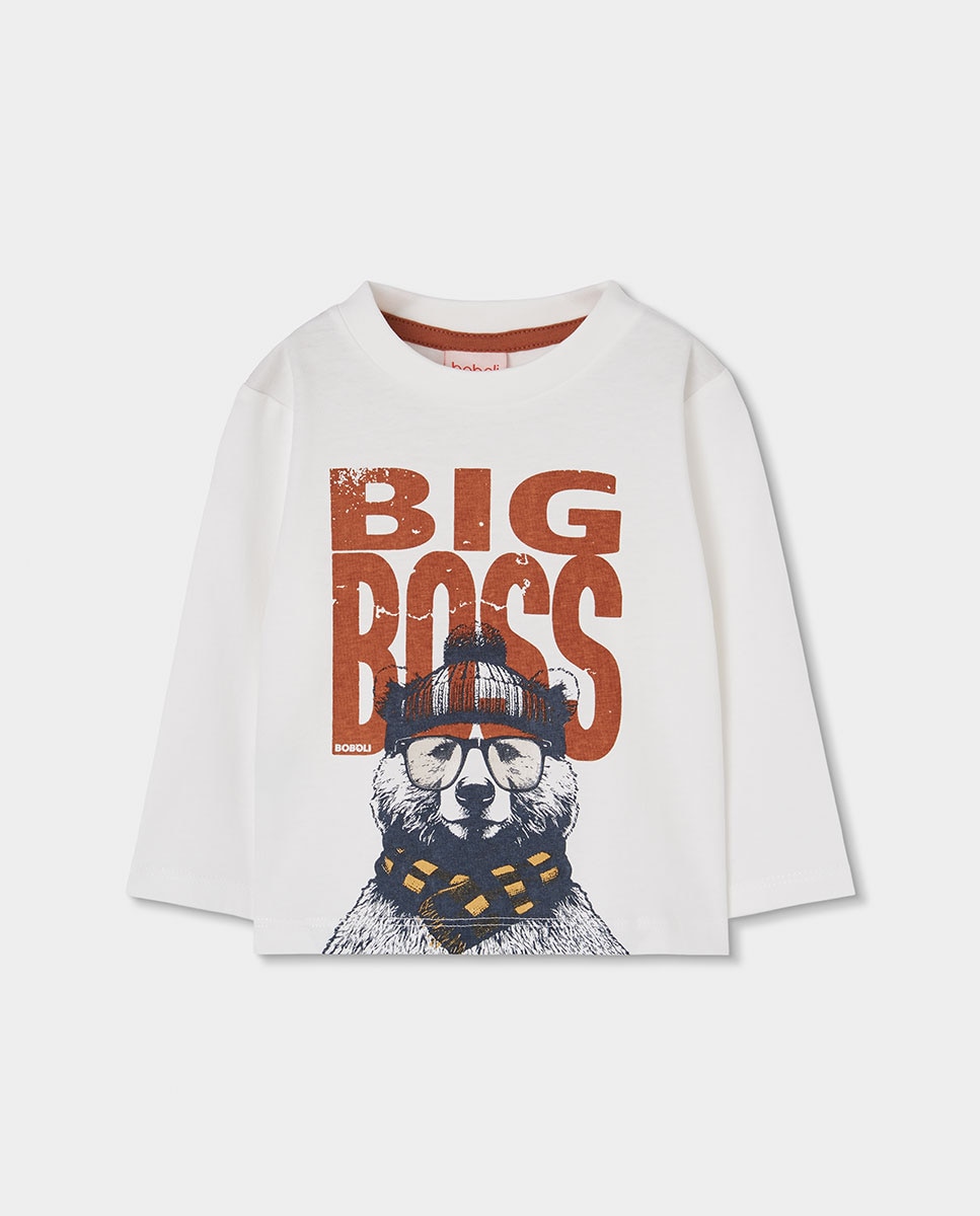 Imagem 0 de T-shirt de Algodão Infantil de Manga Comprida com Gola Redonda