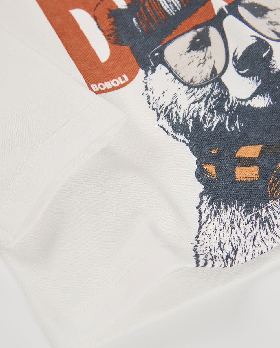 T-shirt de Algodão Infantil de Manga Comprida com Gola Redonda Castanho-4