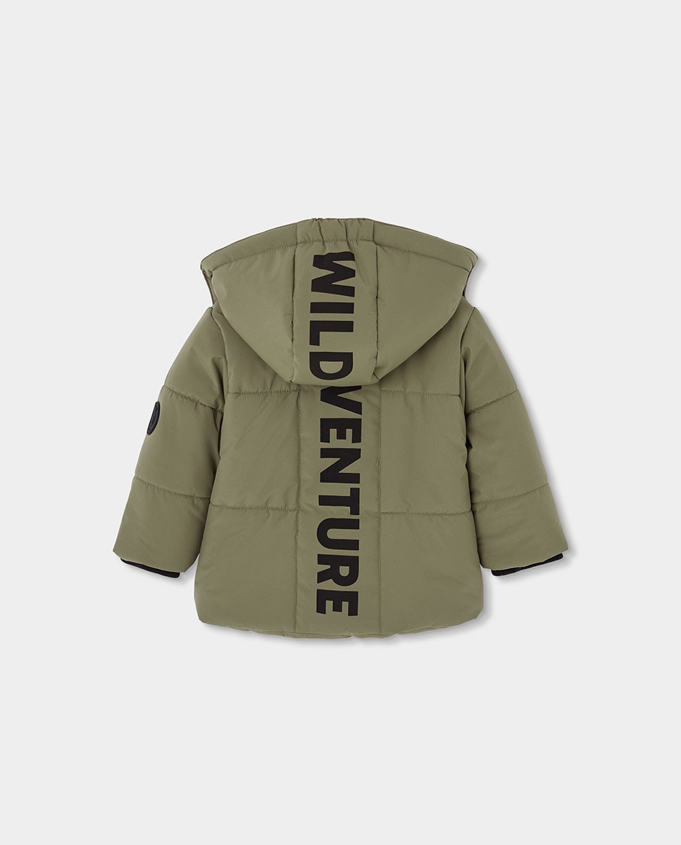 Parka Técnica Infantil de Manga Comprida com Capuz Preto-2