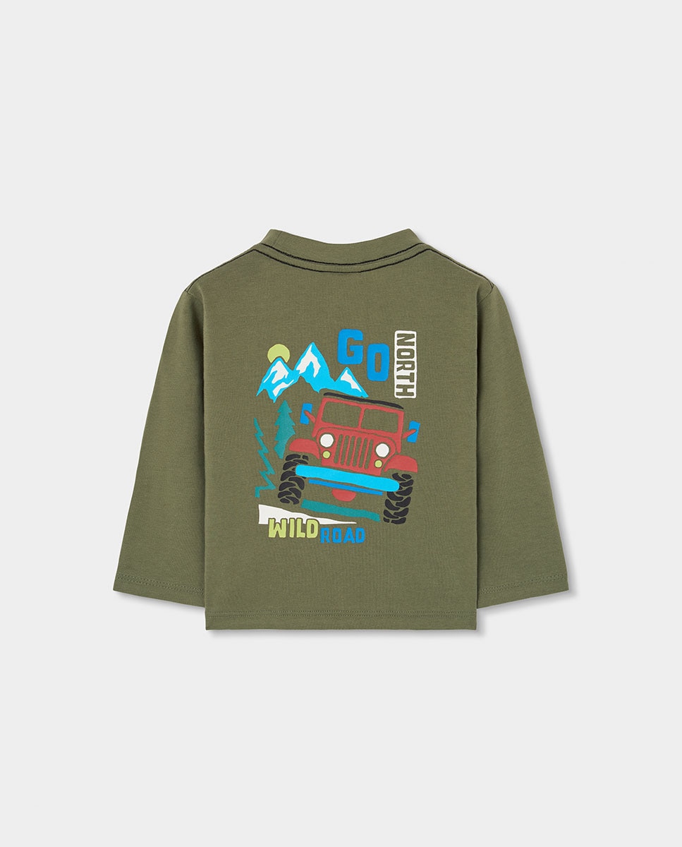 T-shirt Infantil de Algodão de Manga Comprida com Gola Redonda Multicolor-2