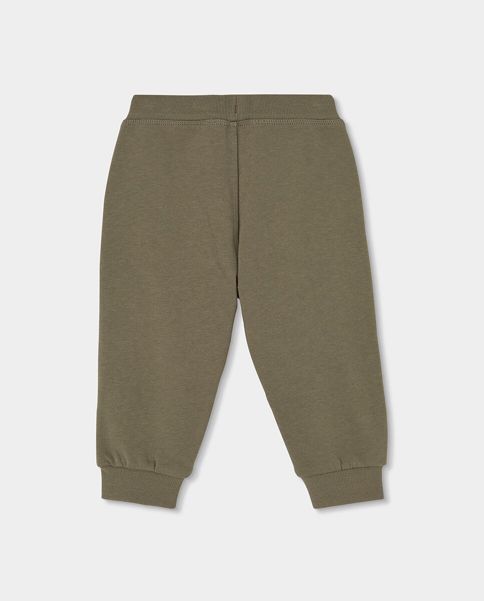 Conjunto de Felpa Infantil de Algodão com Capuz e Manga Comprida Caqui-6