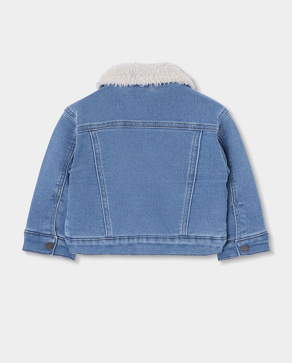 Blusão Denim Infantil com Gola Tipo Camisa e Fecho Zip Branco-3