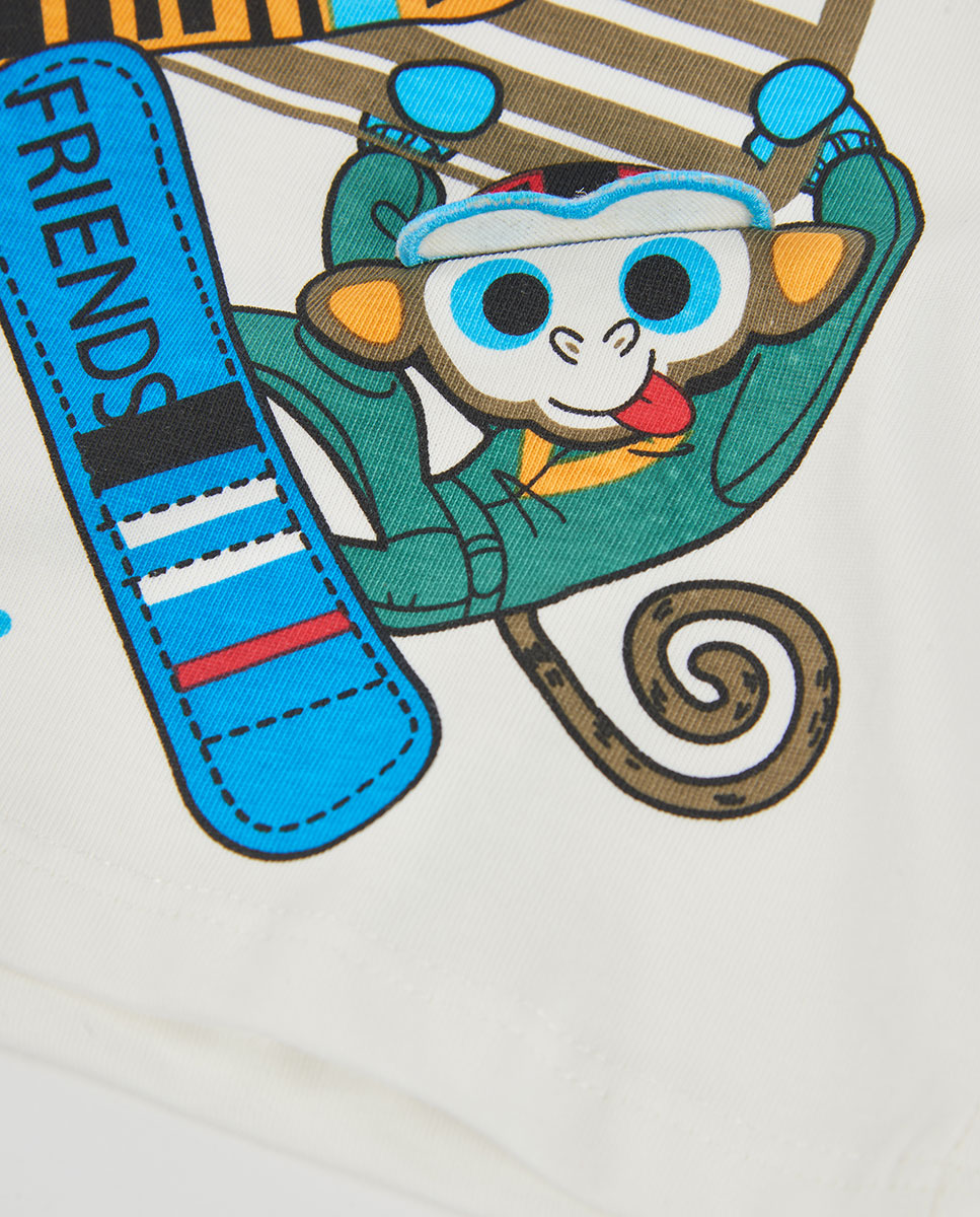 Sweatshirt de Felpa Infantil de Algodão com Capuz Antracite / Branco-4