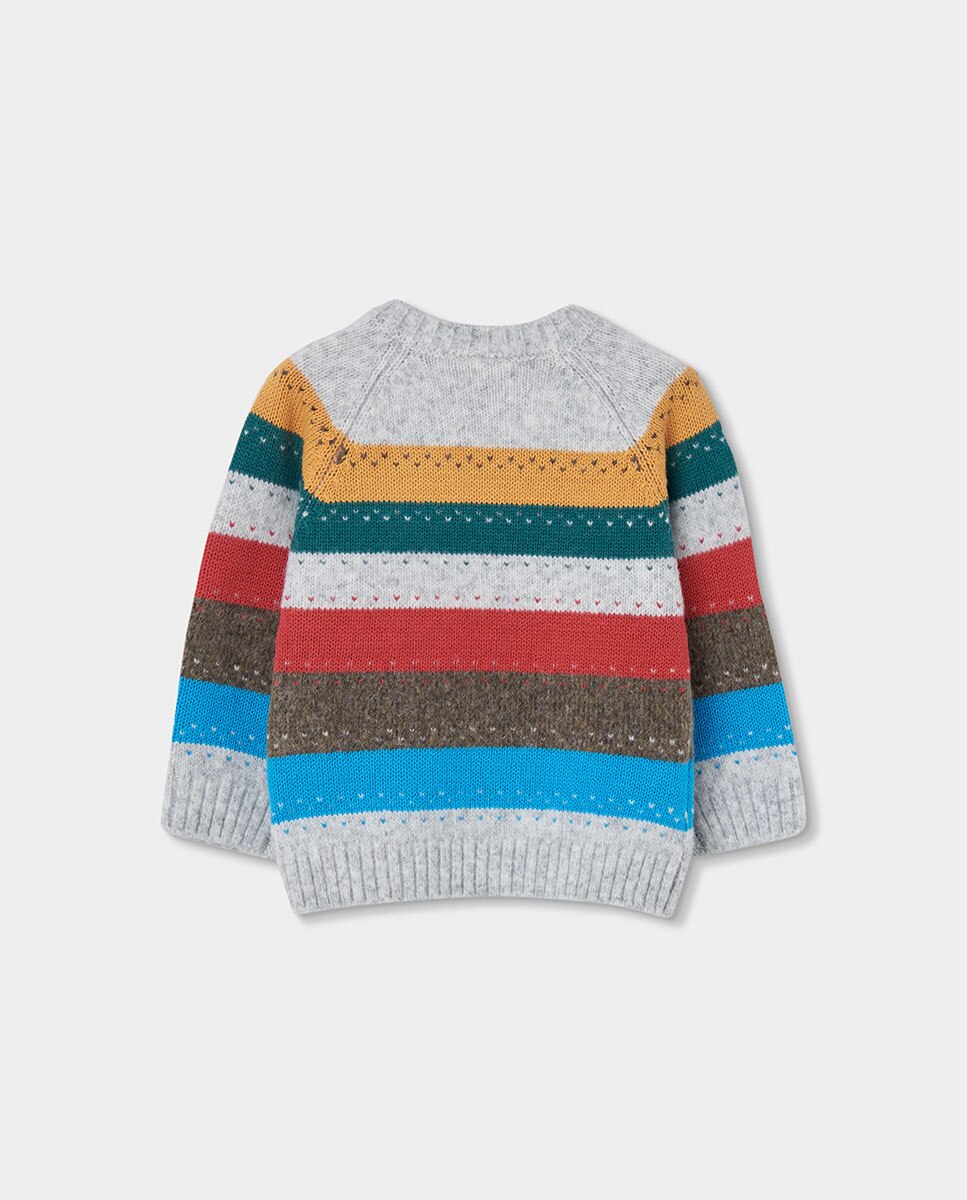 Camisola de Malha Infantil de Manga Comprida com Gola Redonda Multicolor-3