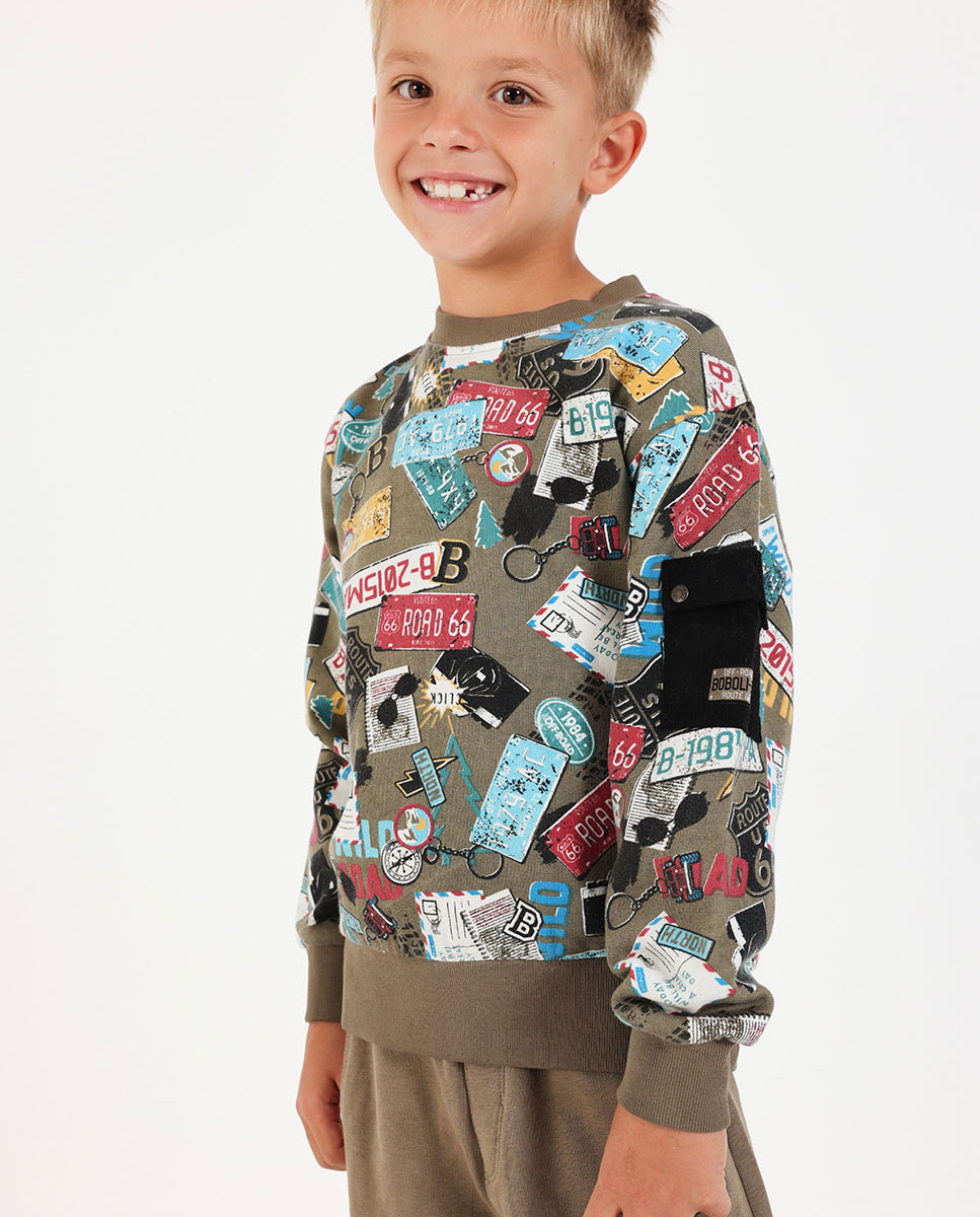 Imagem 0 de Sweatshirt de Felpa Infantil de Algodão de Manga Comprida