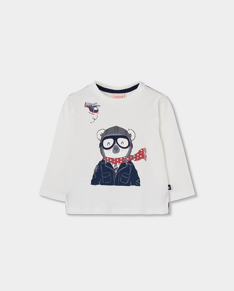 Camisola de Malha Infantil de Manga Comprida com Gola Polo Azul-marinho-1